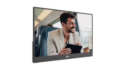 AOC-16T20E2 Portable Monitor|USB C Powered x2|15.6 inch|IPS 1920x1080 60Hz|Mini HDMI|230nits|VESA Mount|Smart Cover|3YR Warranty