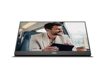 AOC-16T20E2 Portable Monitor|USB C Powered x2|15.6 inch|IPS 1920x1080 60Hz|Mini HDMI|230nits|VESA Mount|Smart Cover|3YR Warranty