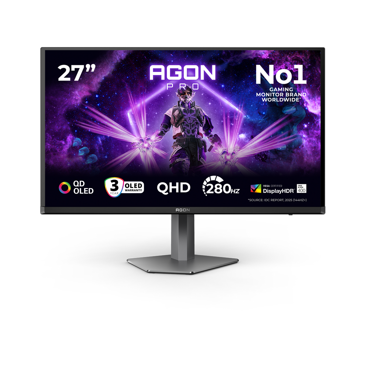 AOC AG276QZD2 AGON|27 inch OLED QHD 2560x1440 240Hz|0.03ms| 450nits|HDMI DP| Speakers|Ergo Stand|Pivot|Swivel|2YR Warranty