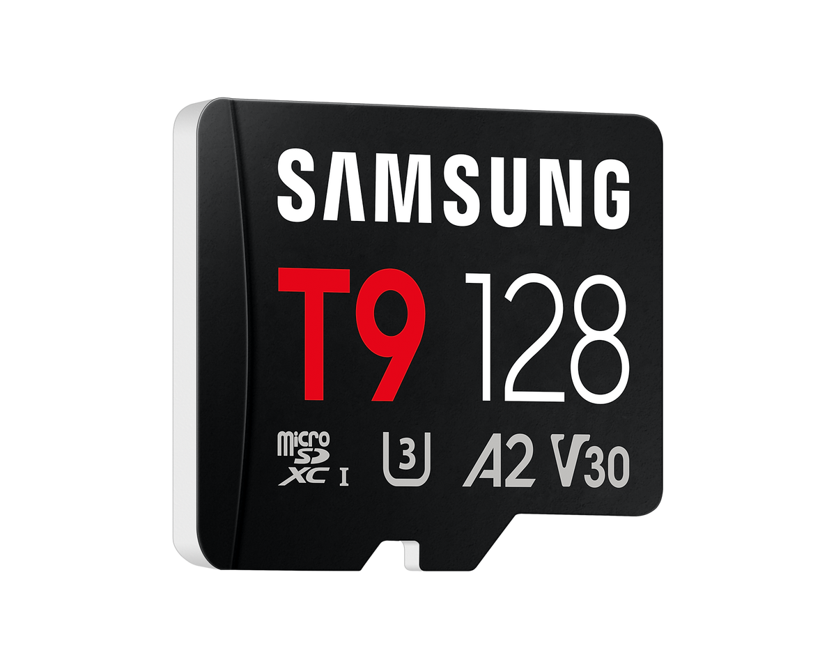 Samsung MB-MH128T T9 microSDXC Card; 128GB; Read : up to 200MB/s Write : up to 130MB/s with UHS-1 interface; Speed Class (U3; V