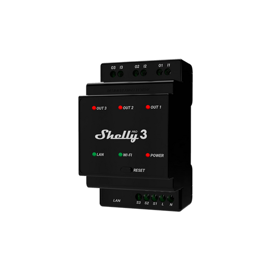 Shelly Pro 3 - Three-Channel Relay With Potential-Free Outputs Supporting A Total Of 48A