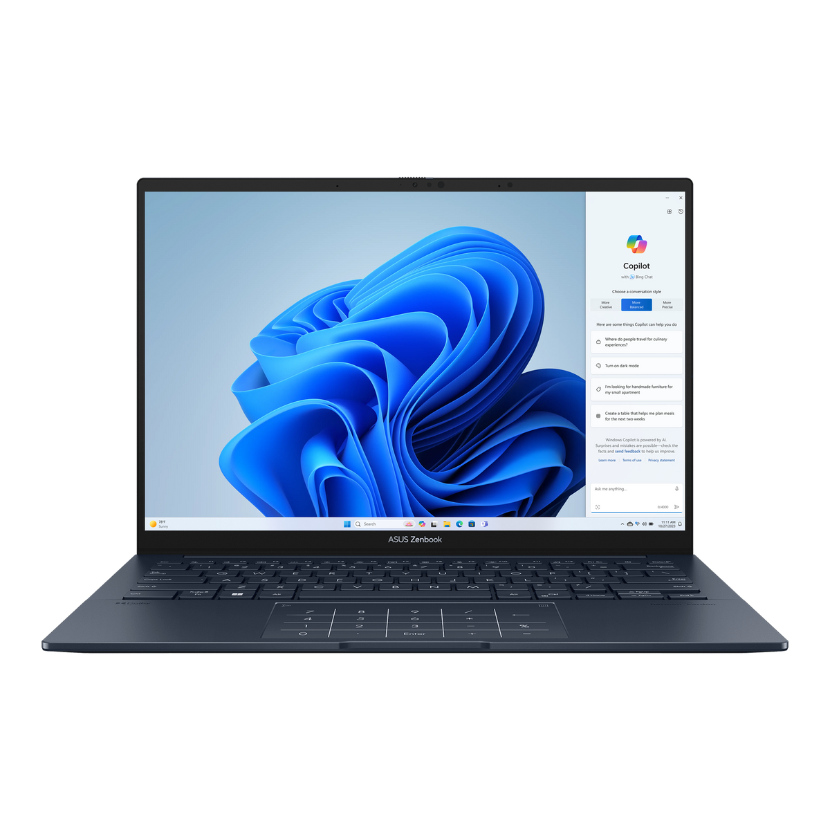 ASUS ZENBOOK 14|UX3405CA-OU91610BL1W|14'' 3K 2880 x 1800 OLED|TCH|500NITS|BLUE|Ultra 9-285H|DDR5X 16GB OB|1TB SSD|SLEEVE|WIN11H