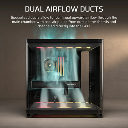 AIR 5400 RS-R ARGB Triple Chamber Mid-Tower PC Case ; 3x Fans Included; 2x 2.5'' ; 1x 3.5'' Black