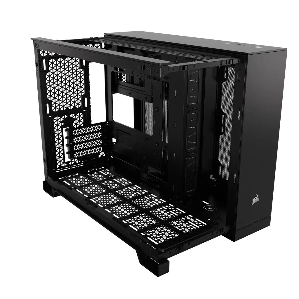 2500D Airflow Black Mid-Tower Dual Chamber PC Case; 2x 3.5'' | 2x 2.5'' Drive Bays; Up to 360mm Radiator compatible