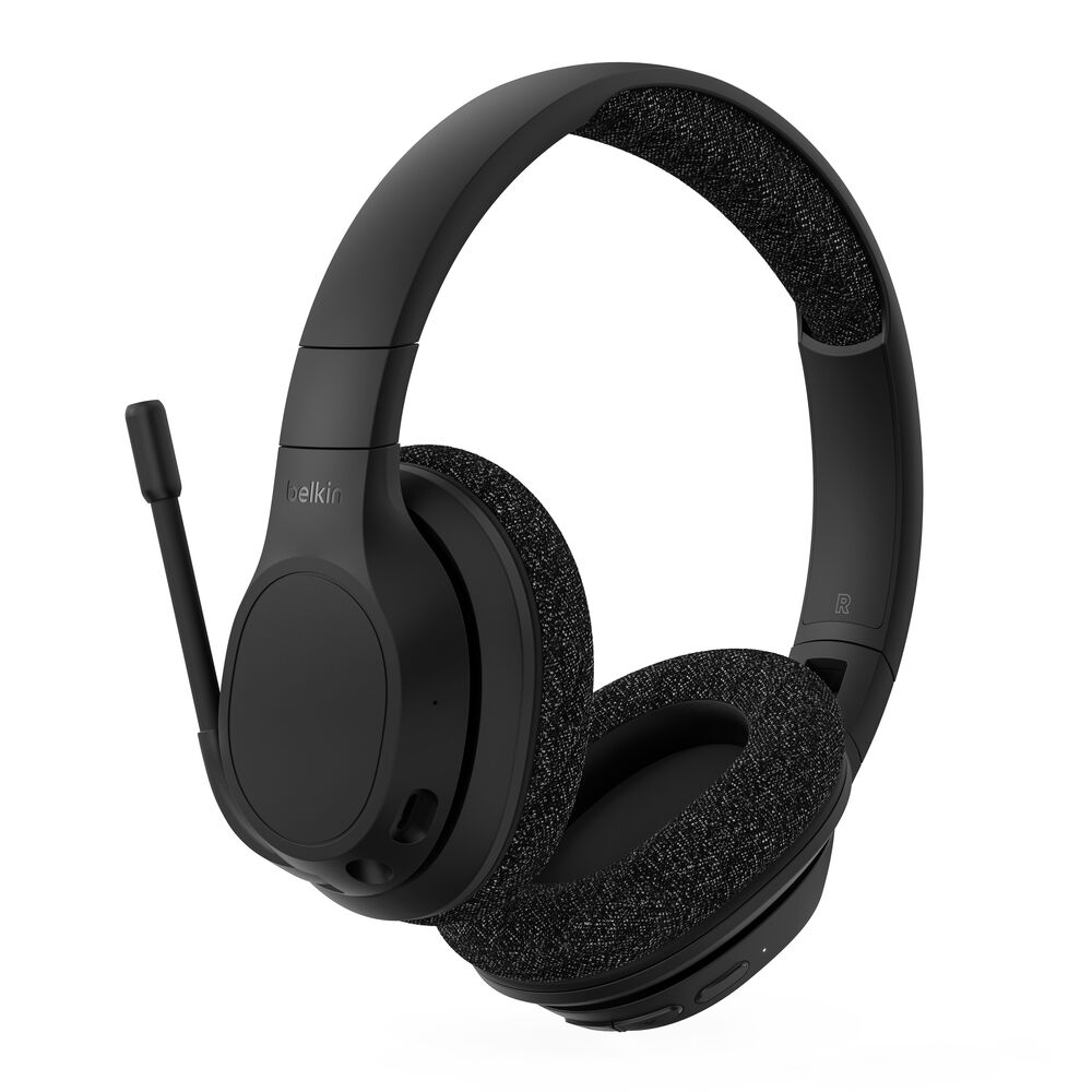 Belkin - SoundForm Adapt - Over Ear Wireless Bluetooth HeadSet with Microphone and Boom Arm - Black