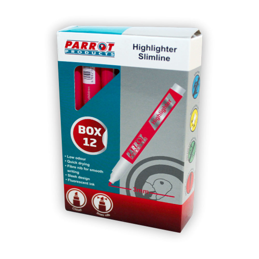 MARKER HIGHLIGHTER SLIMLINE BOX 12 PINK