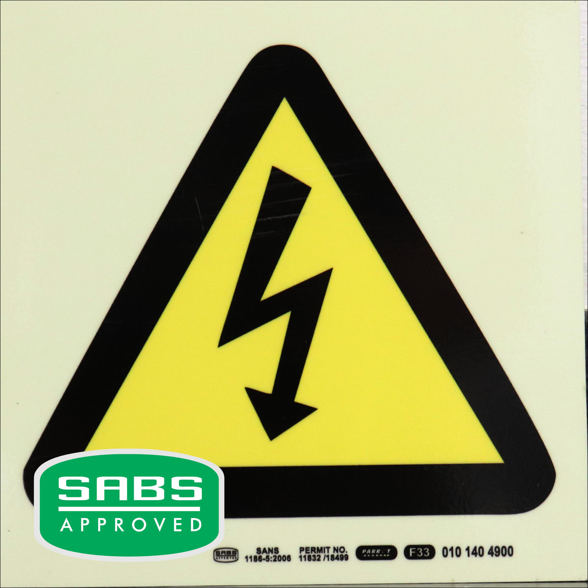 PHOTOLUMINESCENT 190MM SAFETY SIGN - F33-DANGER ELECTRIC SIGN