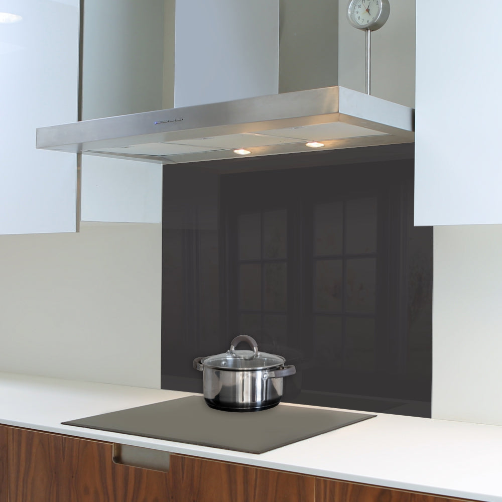DECORATIVE GLASS WALL TILE 898X700X6MM METALLIC BLACK