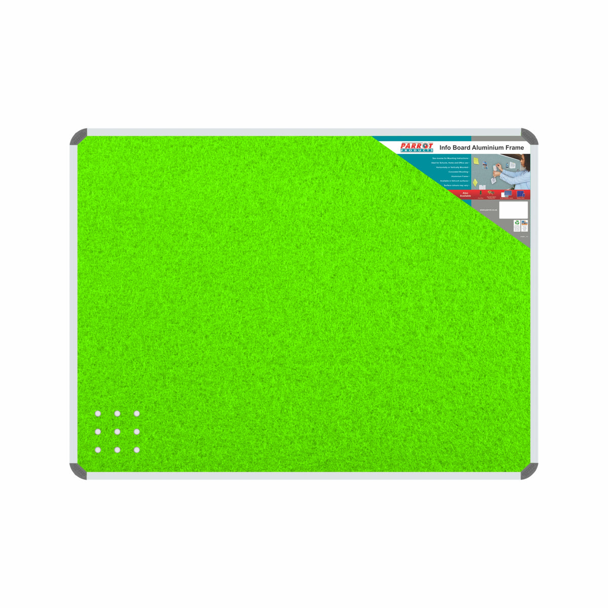 INFO BOARD ALUMINIUM FRAME 900*600MM LIME GREEN