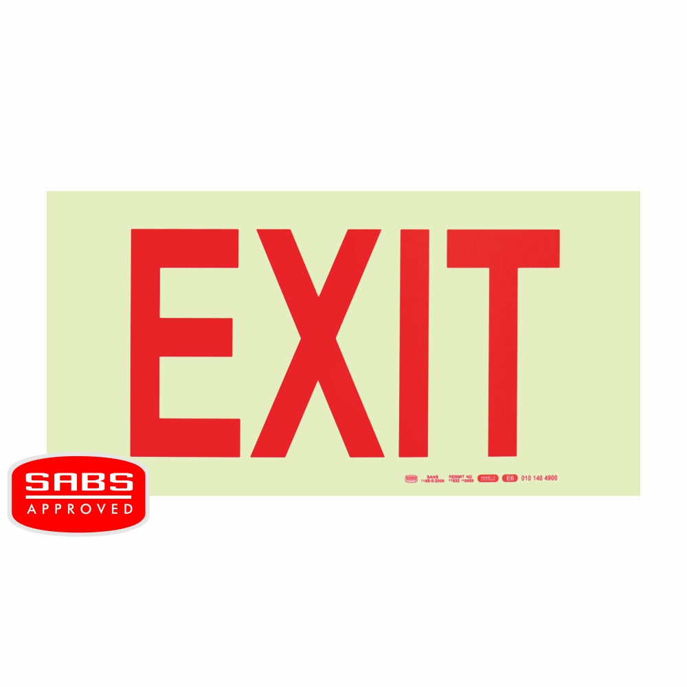 PHOTOLUMINESCENT 190MM SAFETY SIGN -E6-EXIT
