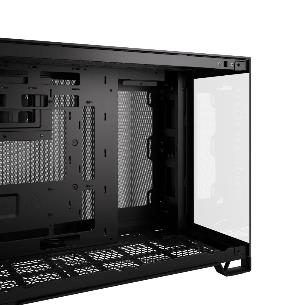 2500D Airflow Black Mid-Tower Dual Chamber PC Case; 2x 3.5'' | 2x 2.5'' Drive Bays; Up to 360mm Radiator compatible