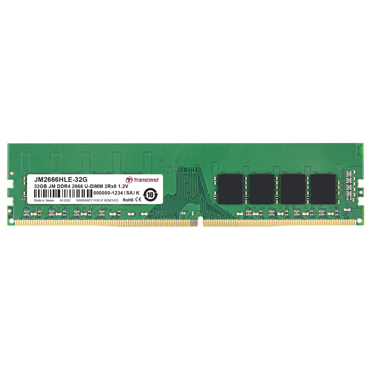 TRANSCEND 32GB JET MEMORY DDR4 2666MHZ DESKTOP UDIMM 2RX8 2GX8 CL19