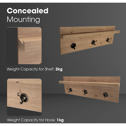 Everfurn Maya Floating Wall Shelf with Hooks