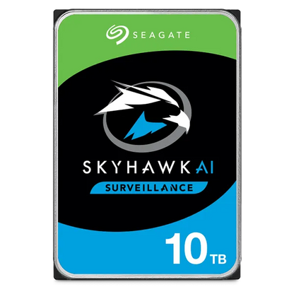 Seagate Skyhawk AI ST10000VE001. 10TB 3.5'' HDD Surveillance Drives; SATA 6GB/s Interface; 256MB Cache; RPM: 7200; 512e