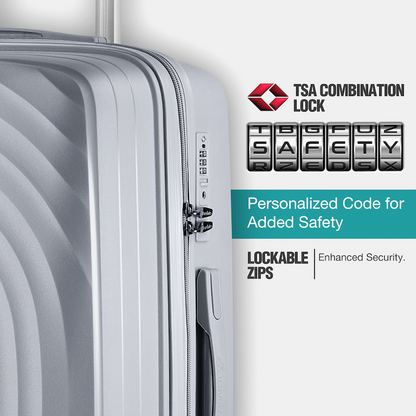 Travelwize Ripple PP 4-Wheel Spinner 75cm Luggage - Platinum