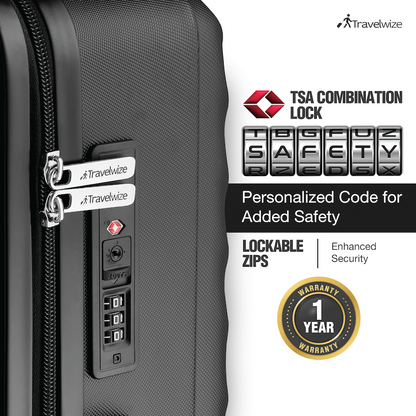 Travelwize Astra ABS 77cm 4-Wheel Spinner Luggage - Black