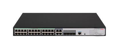 H3C SMB S5120V3-28P-HPWR-LI Layer 3 Ethernet Switch with 24x 10/100/1000Mbps Ethernet PoE+ Ports, 4x 100/1000Mbps SFP Ports, and 4x 1Gbps Combo Ports, 370W PoE+ Capacity, AC PSU