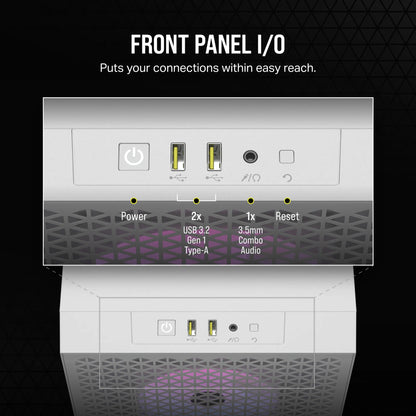 3000D RGB AIRFLOW White Mid-Tower PC Case; 2x 3.5'' | 2x 2.5'' Drive Bays; Up to 360mm Radiator compatible; 3x 120mm fan incl