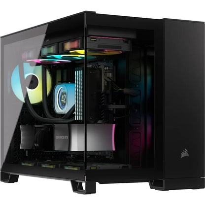 2500D Airflow Black Mid-Tower Dual Chamber PC Case; 2x 3.5'' | 2x 2.5'' Drive Bays; Up to 360mm Radiator compatible