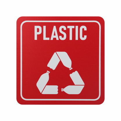 SIGN SYMBOLIC RED PRINTED PLASTIC ONLY RECYCLE SIGN ON WHITE ACP 150*150mm