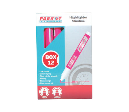 MARKER HIGHLIGHTER SLIMLINE BOX 12 PINK