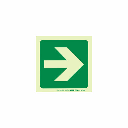 PHOTOLUMINESCENT 190MM SAFETY SIGN -E21-ARROW RIGHT