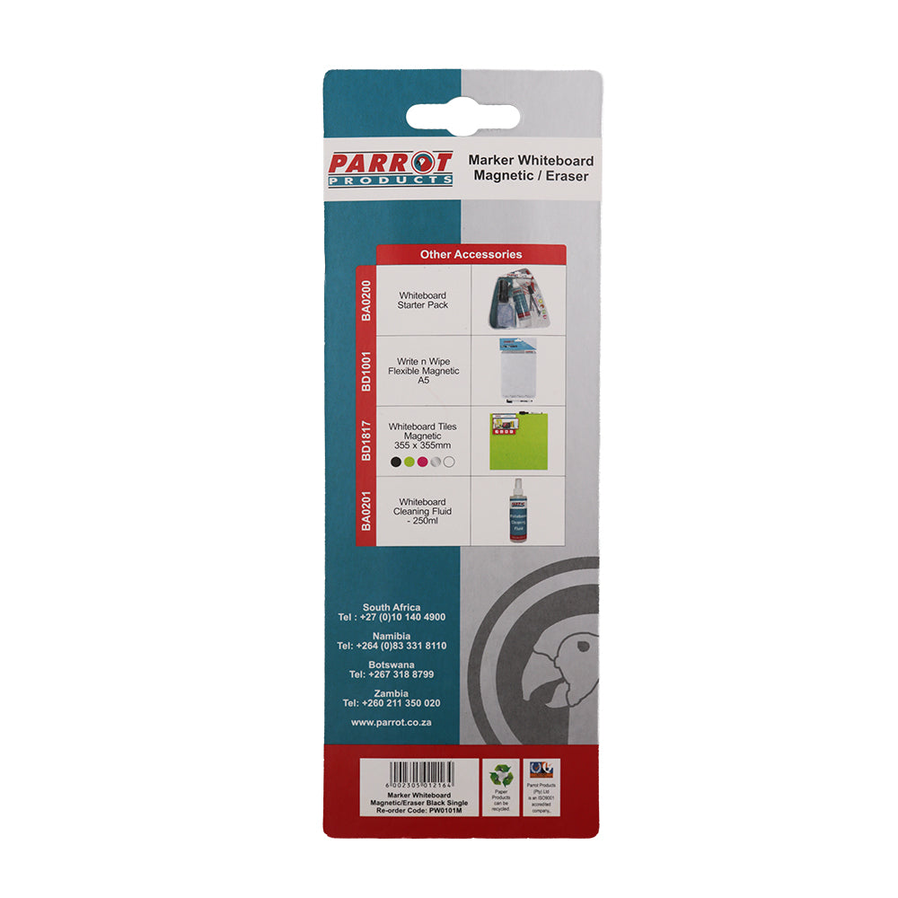 MARKER WHITEBOARD MAGNETIC/ERASER BLACK SINGLE