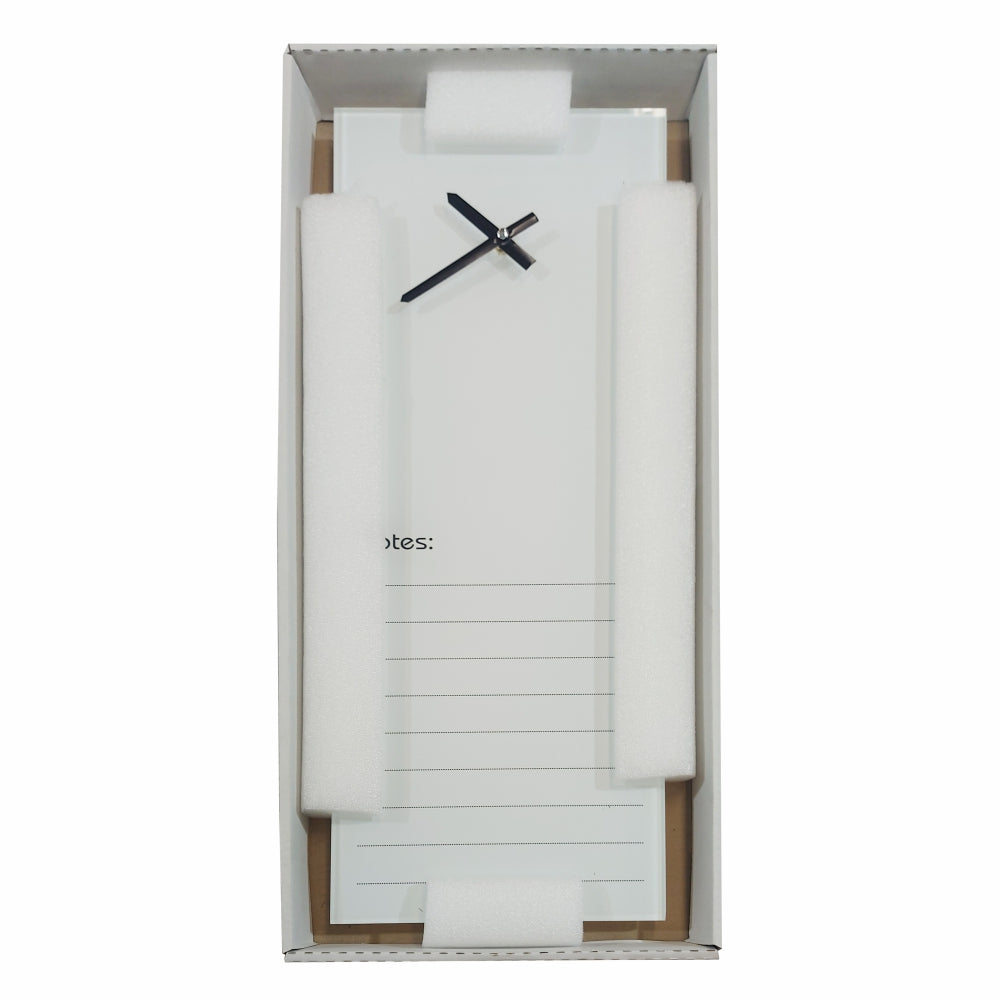 CLOCK GLASS WITH NOTES 210 X 580MM WHITE