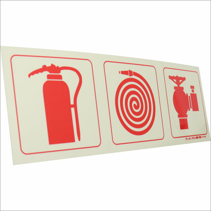 PHOTOLUMINESCENT 190MM SAFETY SIGN-F23-FIRE EXTINGUISHER+FIRE HOSE REEL+FIRE HYDRANT