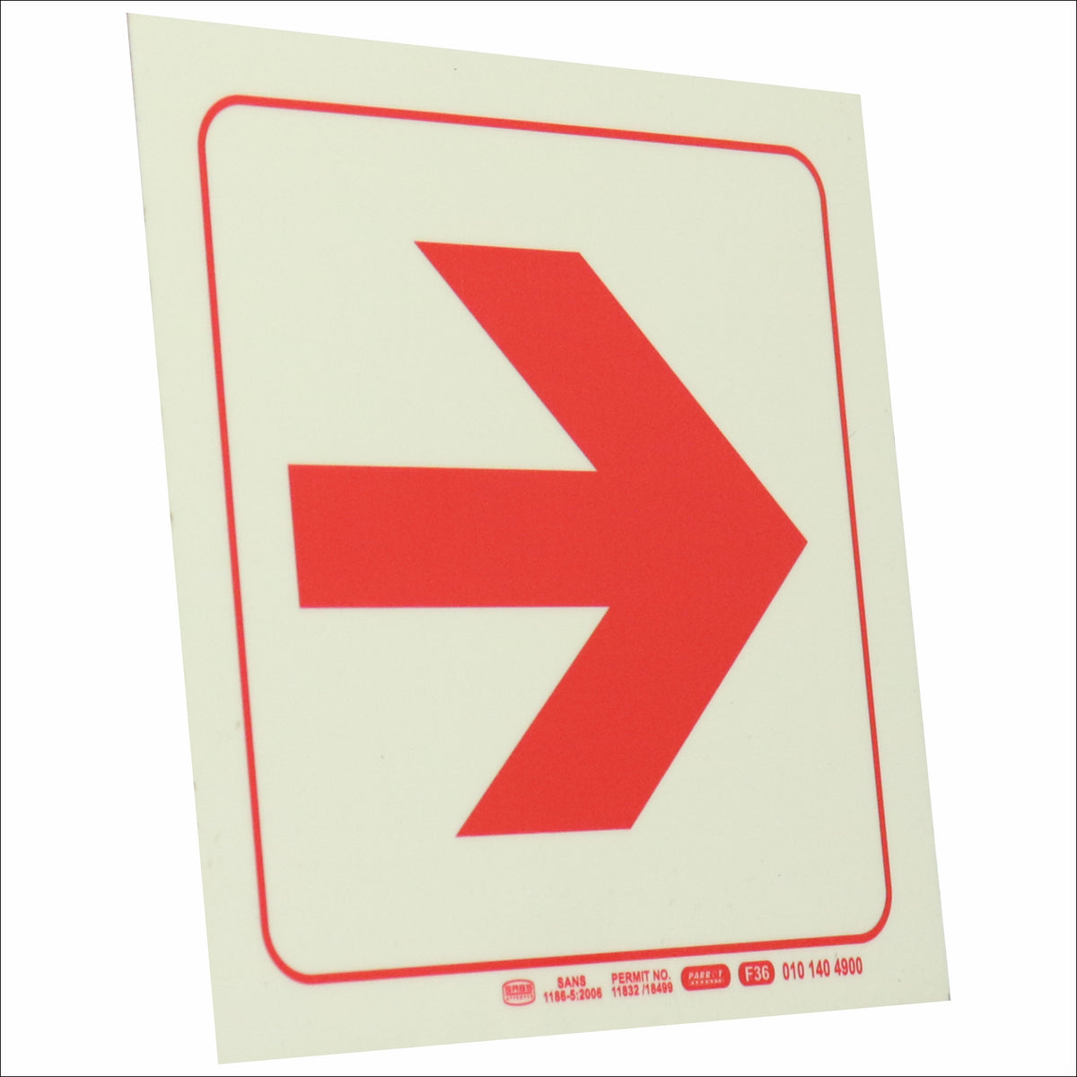 PHOTOLUMINESCENT 190MM SAFETY SIGN - F36-ARROW RIGHT
