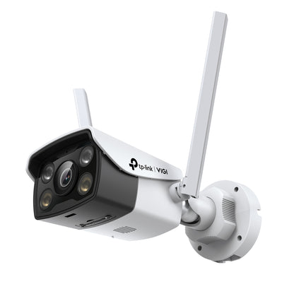 TP-Link VIGI 4MP Outdoor Full-Color Wi-Fi Bullet Network Camera, IR/White Light, 12V DC, 4 mm Fixed Lens, Built-In Microphone, Speaker, micro-SD Slot, IP66