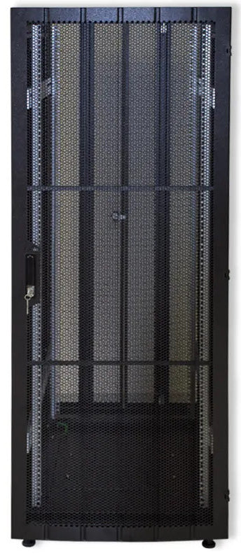 RCT 25U CP server/networking cabinet 4x uprights 4x feets incl glands + Screws; 600 X 600 PERFORATED DOOR; BLACK.