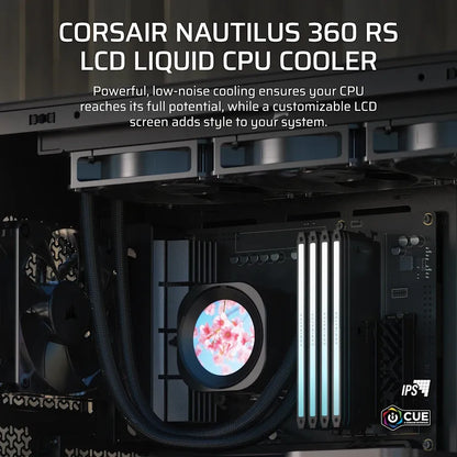 NAUTILUS 360 RS LCD Liquid CPU Cooler – 2.1 IPS LCD Screen RS120 Fans 360 mm Radiator LGA 1851/1700 AMD® AM5/AM4