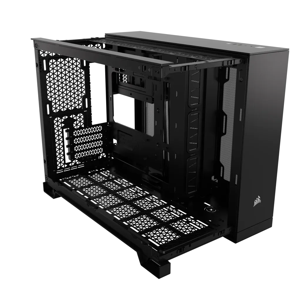 2500D Airflow Black Mid-Tower Dual Chamber PC Case; 2x 3.5'' | 2x 2.5'' Drive Bays; Up to 360mm Radiator compatible