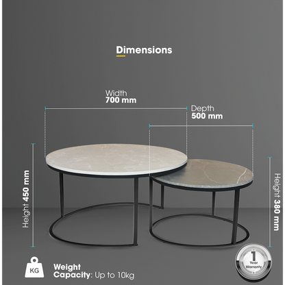 Everfurn Nile Nesting Coffee Table - Greyish
