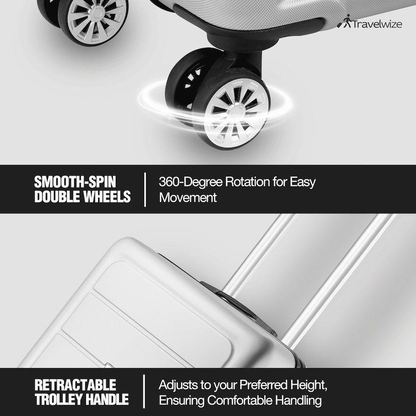 Travelwize Maple ABS 75cm 4-Wheel Spinner Luggage - Silver