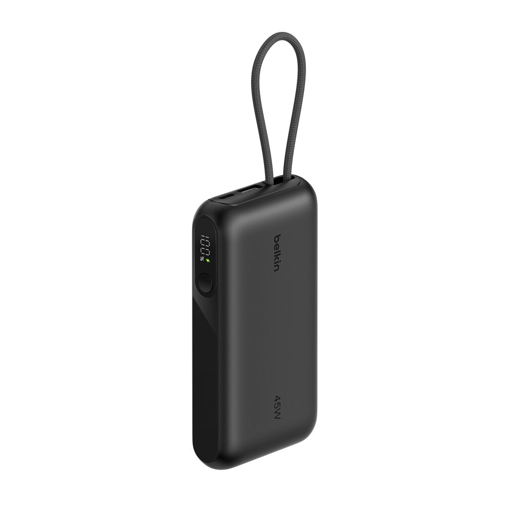 Belkin - UltraCharge Power Bank 10 000 mAh 45 Watt, Battery Pack with Integrated Cable and Digital Display - Black