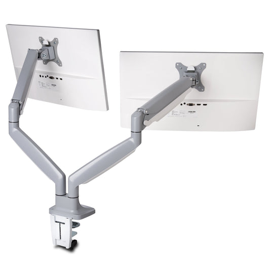 Kensington - Desk/Table Arm SmartFit One -Touch Height Adjustable Dual Monitor Arm - White