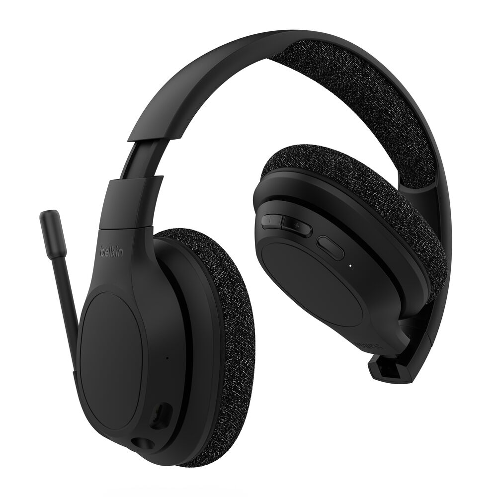 Belkin - SoundForm Adapt - Over Ear Wireless Bluetooth HeadSet with Microphone and Boom Arm - Black