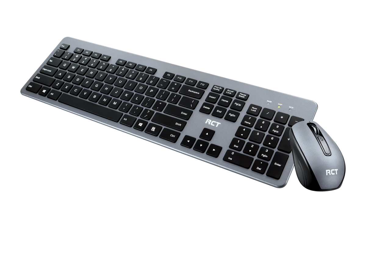 RCT Wireless Keyboard and Mouse Combo | Slimline 104-Key Scissor-Switch Keyboard & 1200 DPI Optical Wireless Mouse