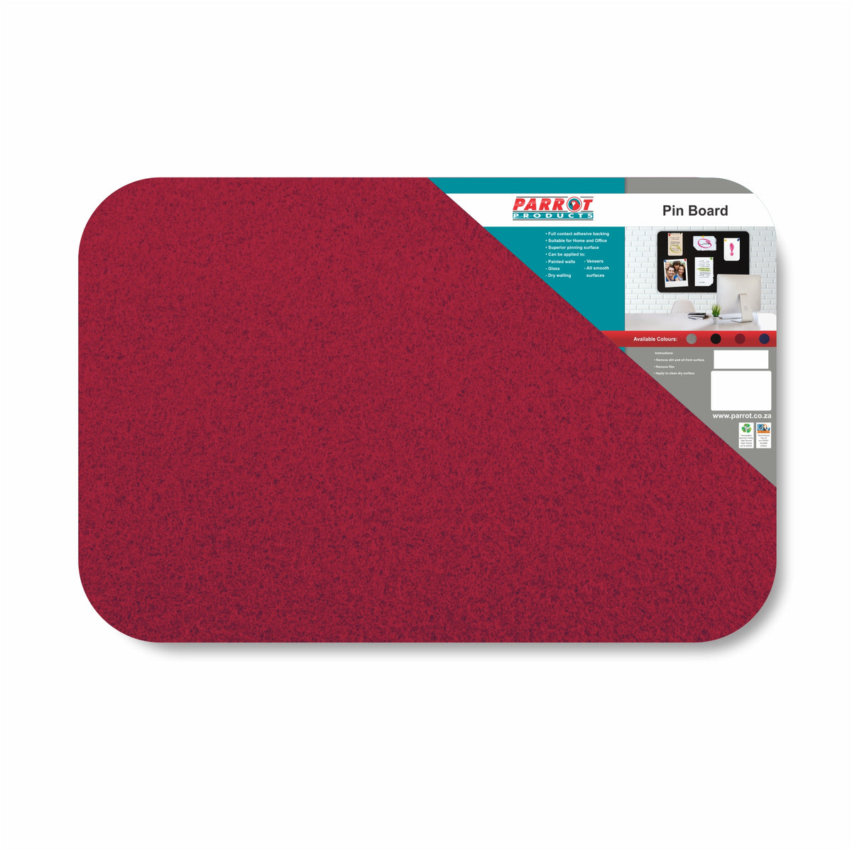 PIN BOARD ADHESIVE NO FRAME 900*600MM RED