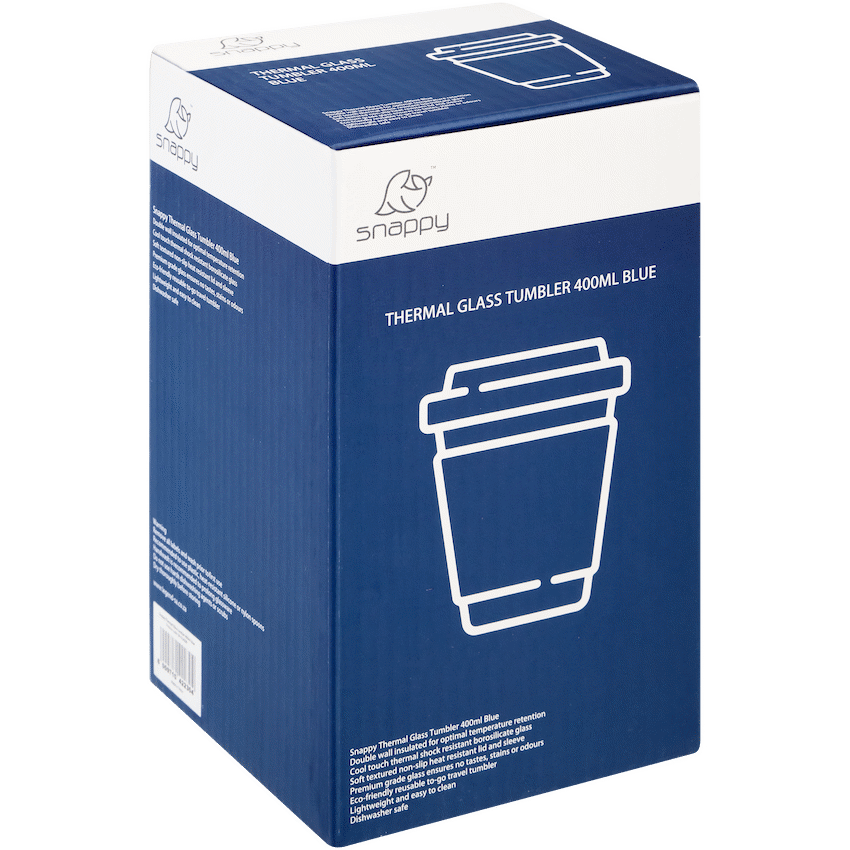 Snappy Thermal Glass Tumbler 400ml Blue ( Order in Qty of 6)