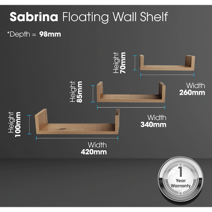 Everfurn Sabrina Floating Wall Shelves - Set of 3