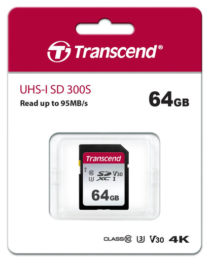 TRANSCEND 300S 64GB UHS-I CLASS 10 U1 V10 SDXC CARD -3D NAND