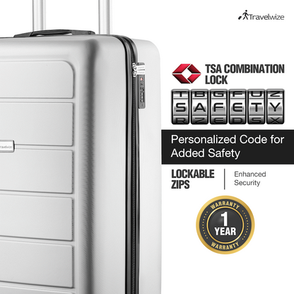 Travelwize Maple ABS 75cm 4-Wheel Spinner Luggage - Silver