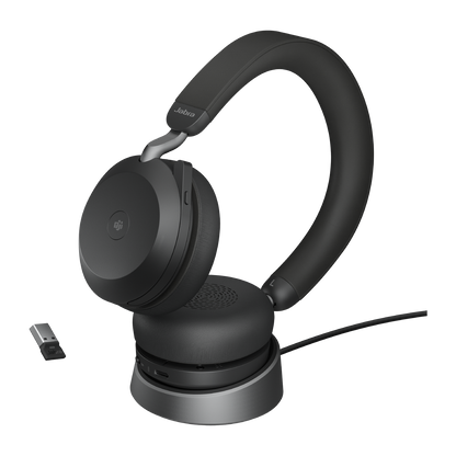 Jabra Evolve2 75 STEREO Headset with Link380a (USB-A) (MS Version) - With Deskstand (Black)