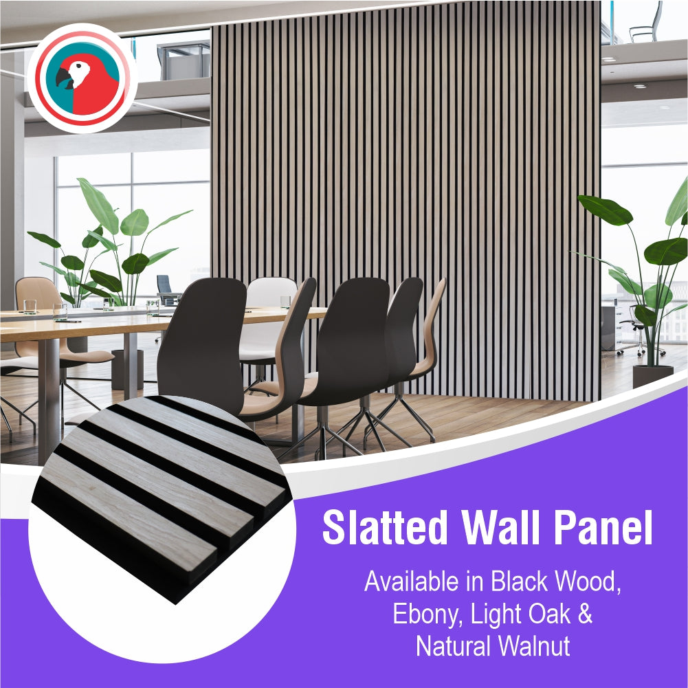ACOUSTIC SLATTED WALL PANEL 600 X 2400 - LIGHT OAK
