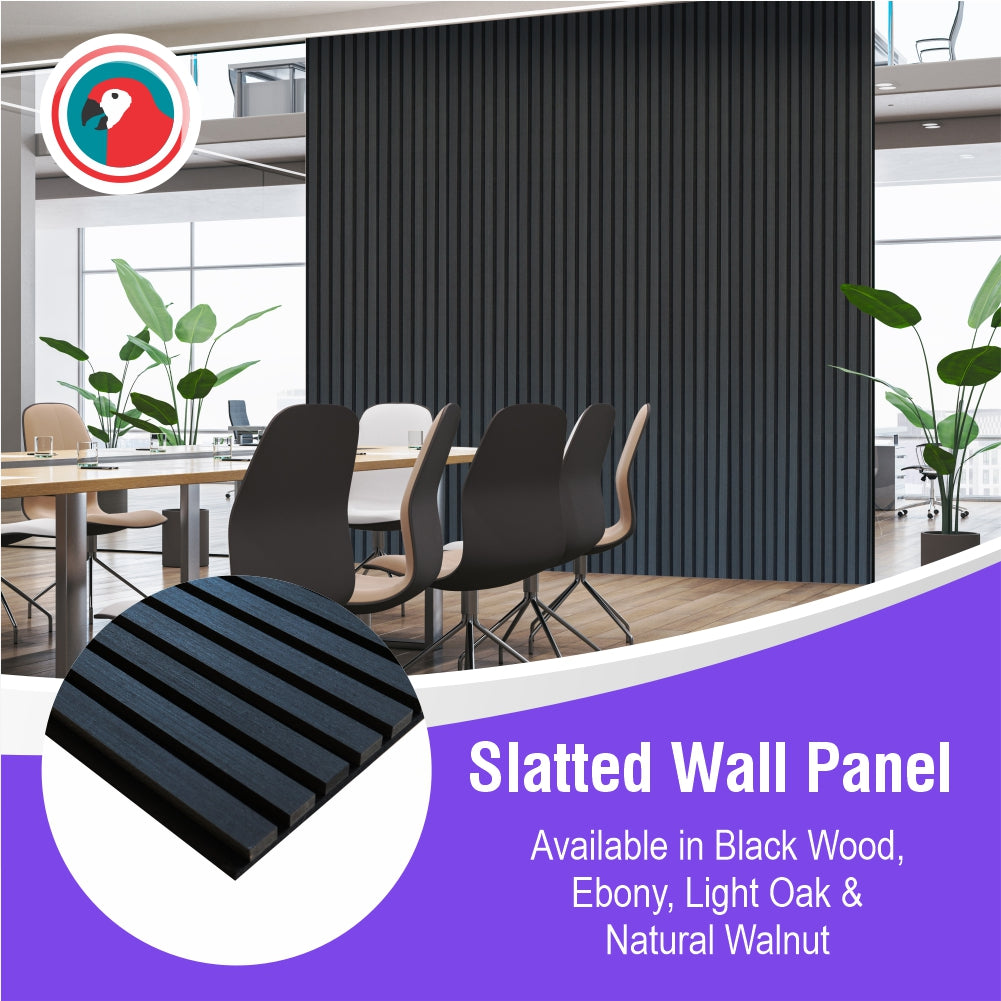 ACOUSTIC SLATTED WALL PANEL 600 X 2400 - BLACK WOOD