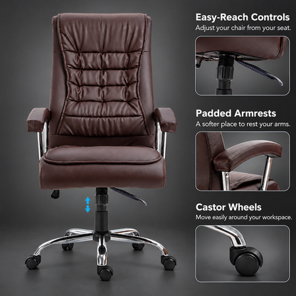 Everfurn Louis High Back Office Chair - Coffee