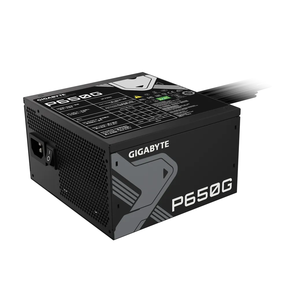 Gigabyte PSU P650G Gold Certified 650W - 3 Year Warranty; 24/20-pin x 1; CPU 4+4-pin x 1; PCI-E 6+2-pin x 2; SATA x 6; Peri x3